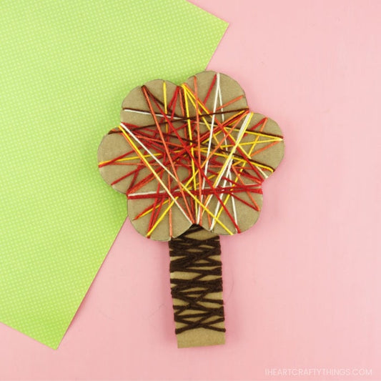 Yarn Wrapped Fall Tree Craft